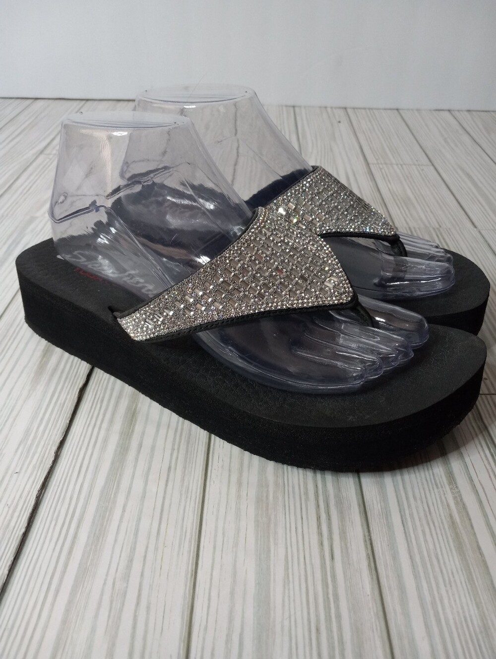 Skechers Cali Vinyasa Dazzling Rhinestone Yoga Foam Wedge Sandals